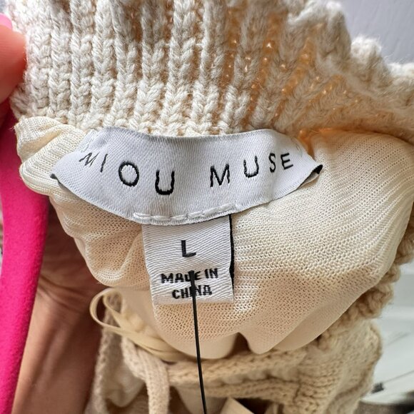 Miou Muse Abigale Crochet Maxi Dress Cream Boho Knit APIARI Size Large - Picture 8 of 11